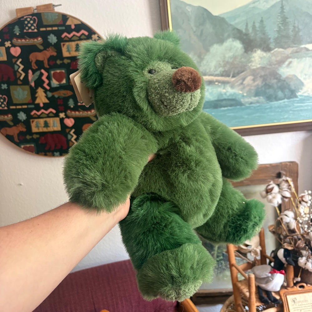 Vintage Plush Creations Green Teddy Bear Stuffed Animal Forest Green NWT